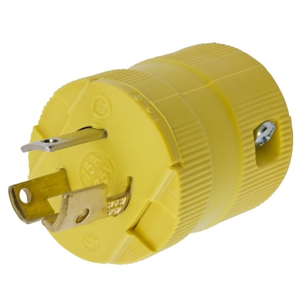Hubbell Wiring Device-Kellems Locking Plug, L7-15P, 15 A, 277V AC, Single Phase, 2 Pole, Screw Terminals, Yellow HBL4773VY